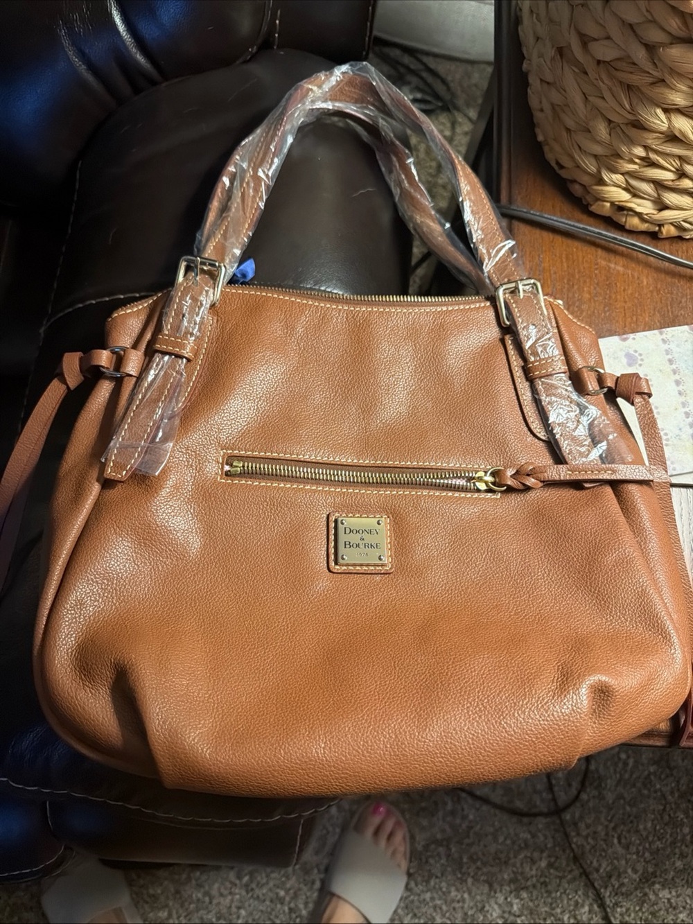 Dooney & Bourke Nina Satchel BF726 Saddle Pebble Leather NWT